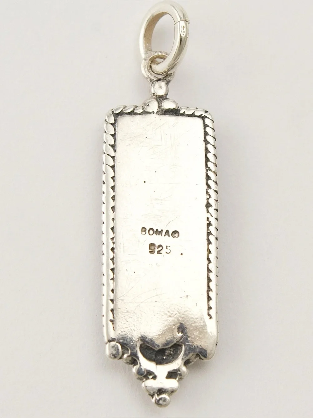 Vintage Boma Lapis Lazuli Sterling Silver Rectangle Necklace Pendant